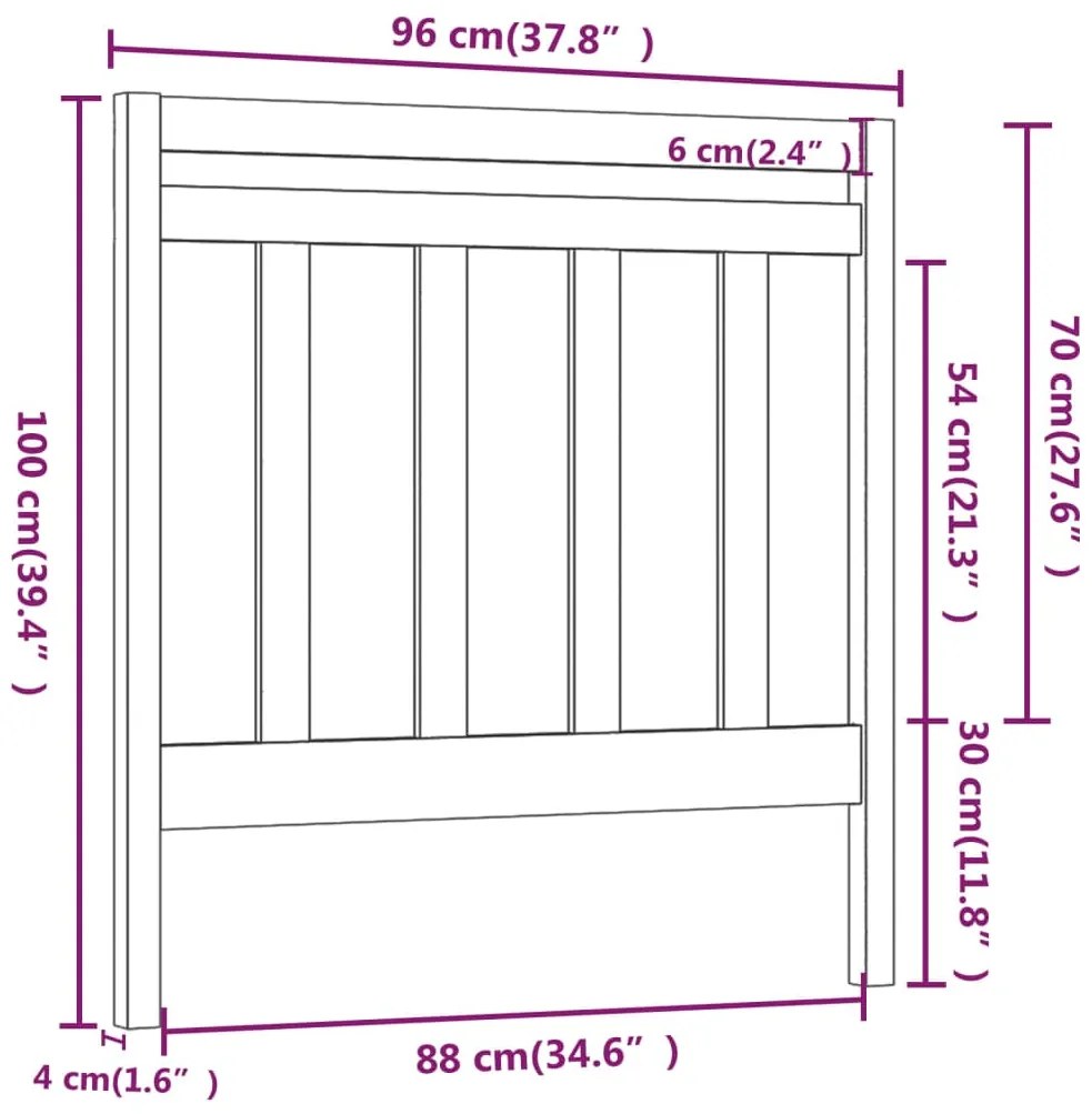 Cabeceira de cama 96x4x100 cm pinho maciço preto