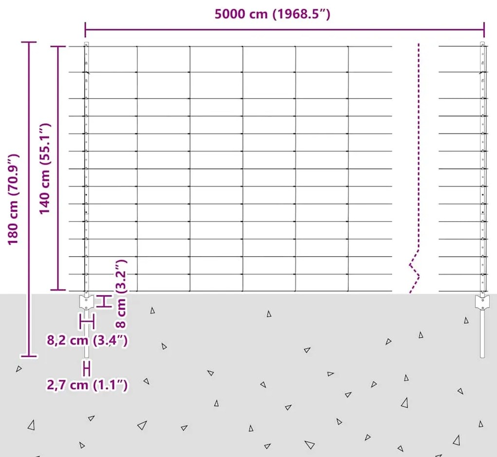 22 pcs Postes de Cerca U-Channel 140 cm Aço Galvanizado