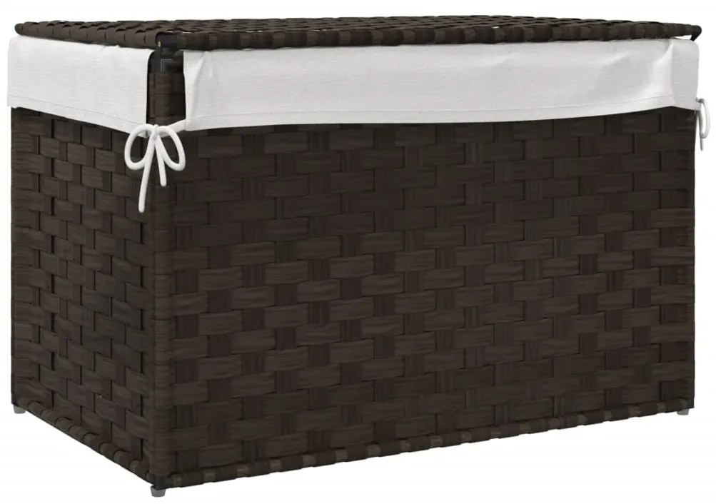 Cesto roupa suja c/ tampa 55,5x35x34 cm vime PE castanho-escuro