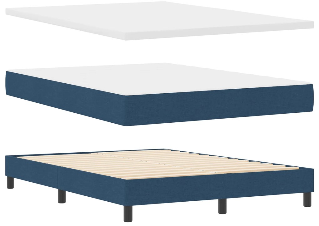 Cama Box Spring com Colchão Azul 140x200 cm Tecido
