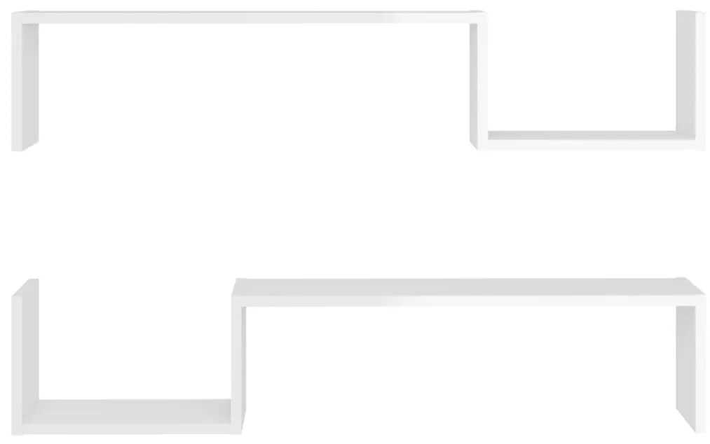 Estantes de parede 2pcs derivados de madeira branco brilhante