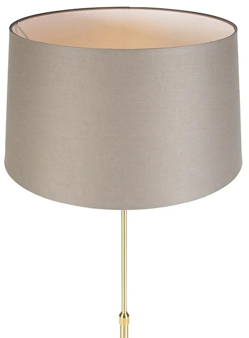 Candeeiro de pé dourado/latão com abajur de linho bege 45 cm - Parte Country / Rústico