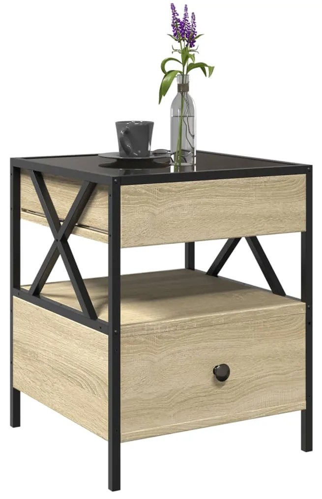 Mesa de centro luzes LED Infinity 40x40x51 cm carvalho sonoma