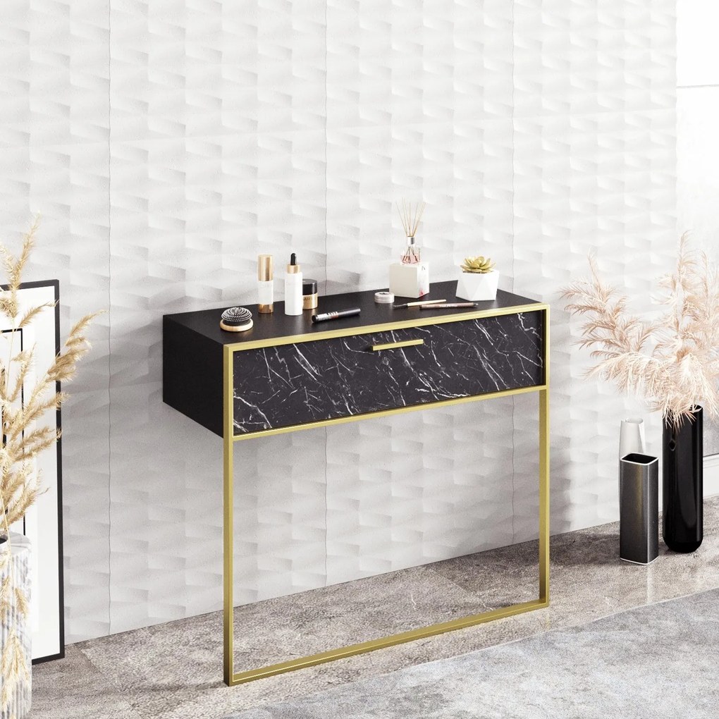 Aparador Polka – Dourado e Preto – 90 x 76,8 x 38,5 cm