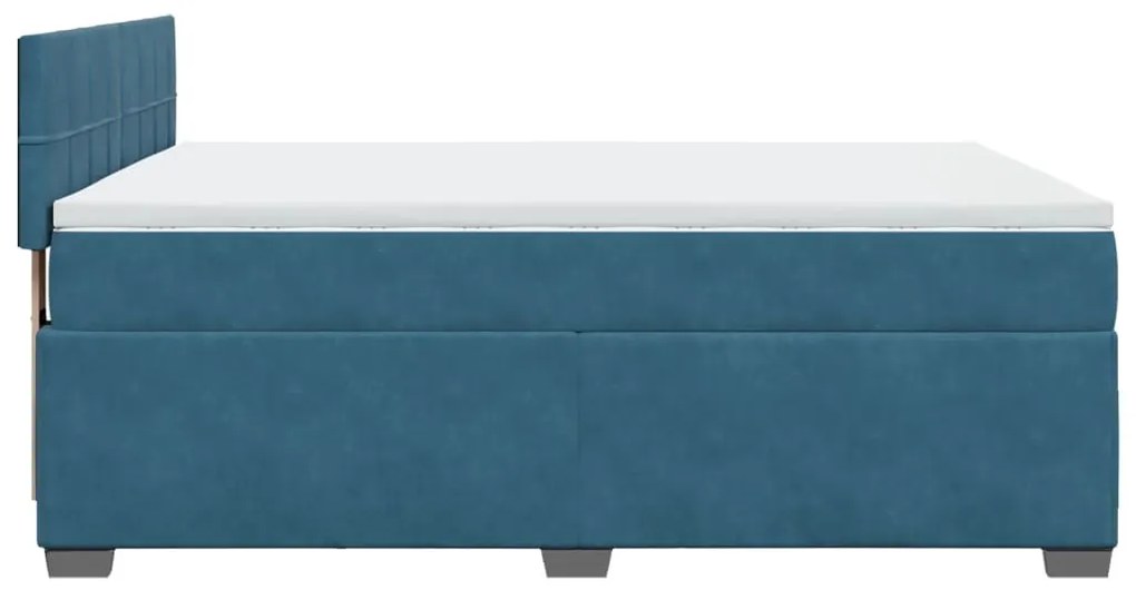 Cama com molas/colchão 160x200 cm veludo azul