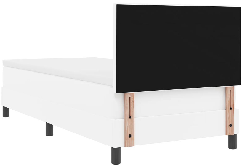 Cama Box Spring vidaXL com colchão Branca Solteiro Couro Sintético