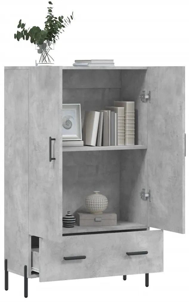 Aparador alto 69,5x31x115 cm derivados de madeira cinza-cimento