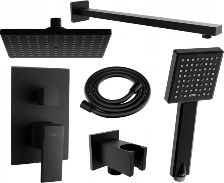 Mexen Uno DR45 conjunto de chuveiro embutido, preto - 71435DR45-70