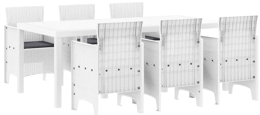Conjunto de Jantar de Jardim 7 pcs Branco 200 x 100 x 73 cm