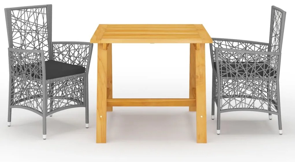 vidaXL 3 pcs conjunto de jantar para jardim cinzento