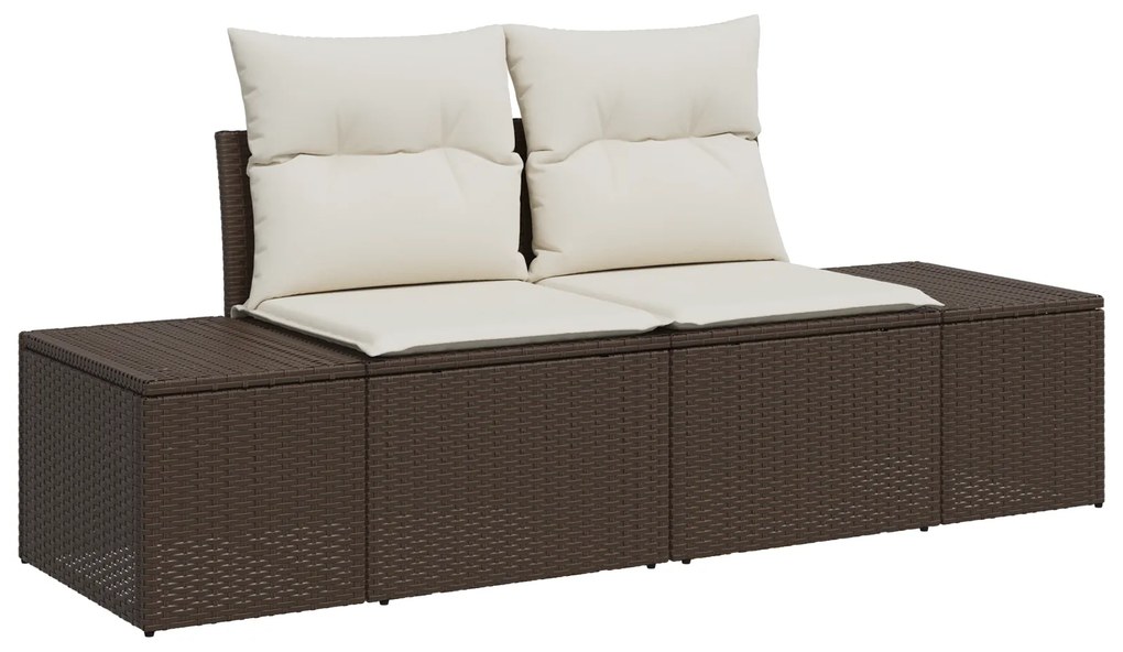 Conjunto de Sofás de Jardim de 9 peças com Almofadas Castanho Rattan P