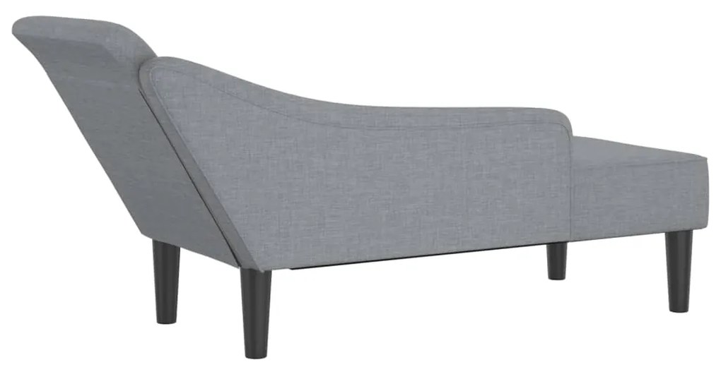 Chaise lounge com almofadões tecido cinzento-claro