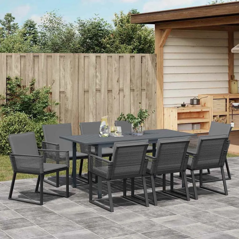 Conjunto de Jantar com Almofadas Manual 9 pcs Antracite Médio
