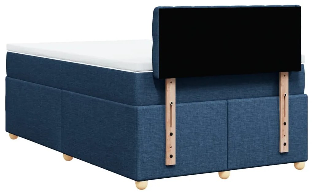 Cama boxspring com colchão 120x190 cm tecido azul