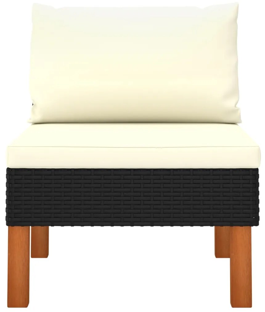 3 pcs conj. lounge jardim vime PE e madeira de eucalipto maciça