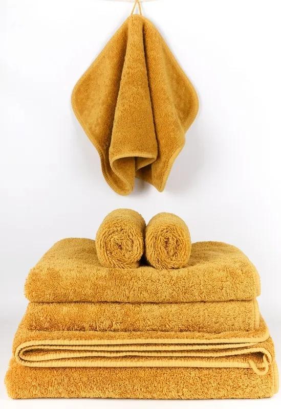 720 gr./m2 Algodão penteado - Jogo 3 toalhas de banho: Mustard