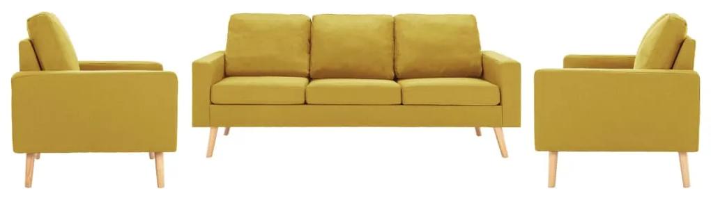 3056650 vidaXL 3 pcs conjunto de sofás tecido amarelo