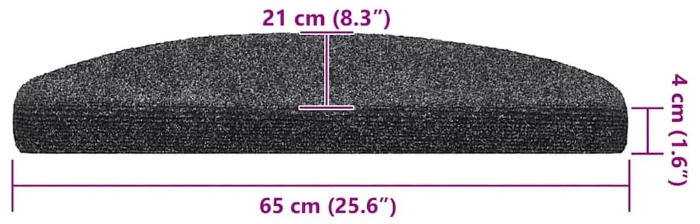 Tapetes de escada autoadesivos 20 pcs 65x21x4cm cinzento-escuro