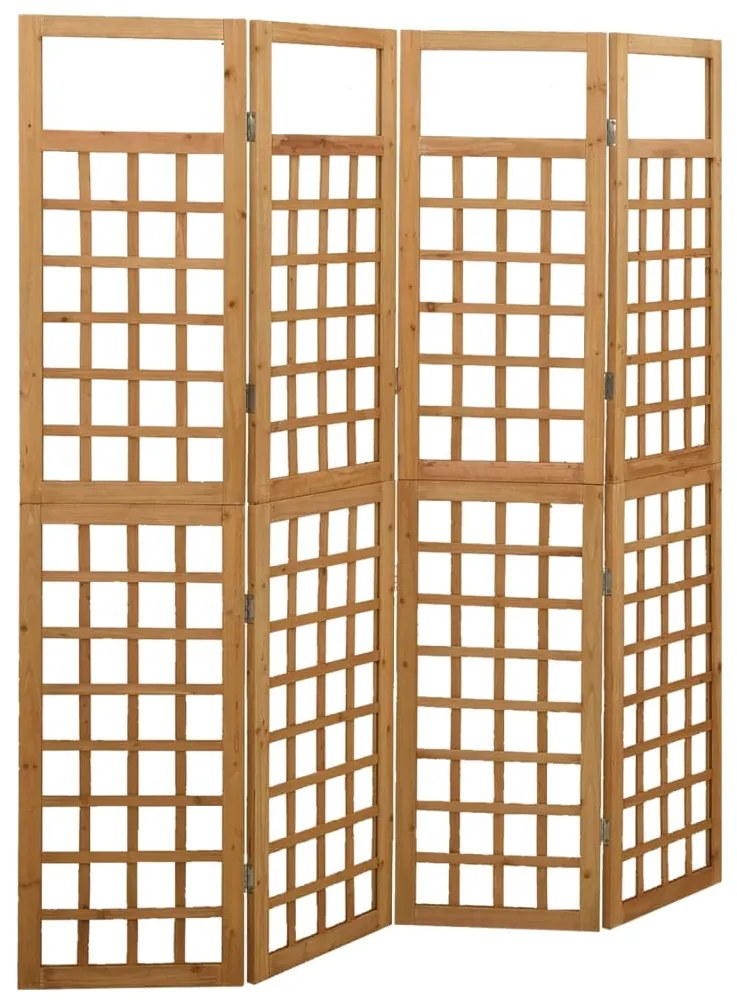 vidaXL Biombo/treliça 4 painéis madeira de abeto maciça 161x180 cm