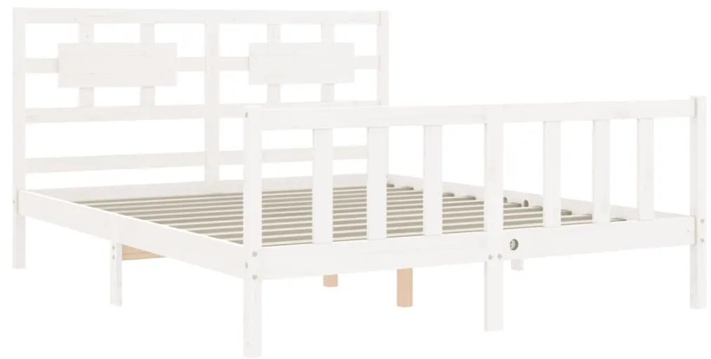 Cama sem colchão 160x200 cm madeira de pinho maciça branco