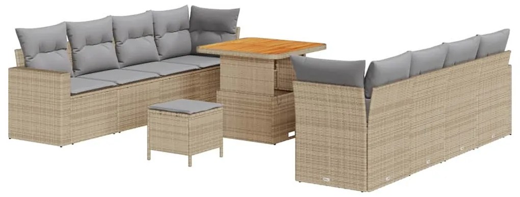 Conjunto de Sofá de Jardim de 11 Peças da com Almofadas Bege