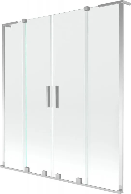 Mexen Velar L Duo paravento de banheira de dois painéis deslizantes 140 x 150 cm, transparente, cromado - 896-140-003-02-01