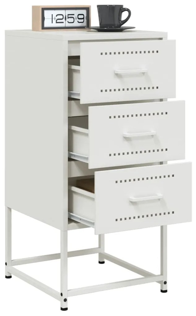 Mesas de cabeceira 2 pcs 36x39x78 cm aço branco