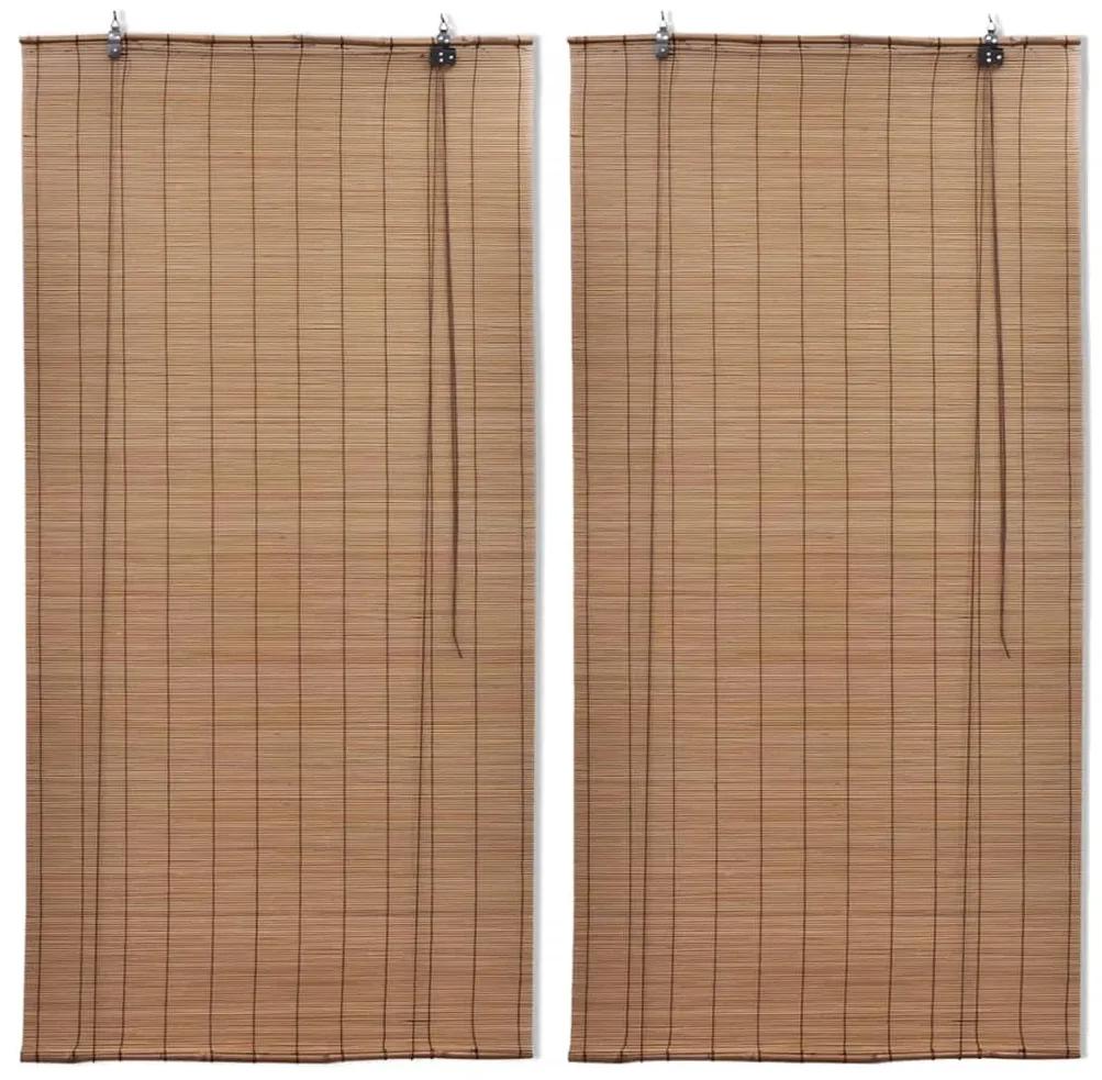 Estores de rolo em bambu 2 pcs 80 x 160 cm castanho