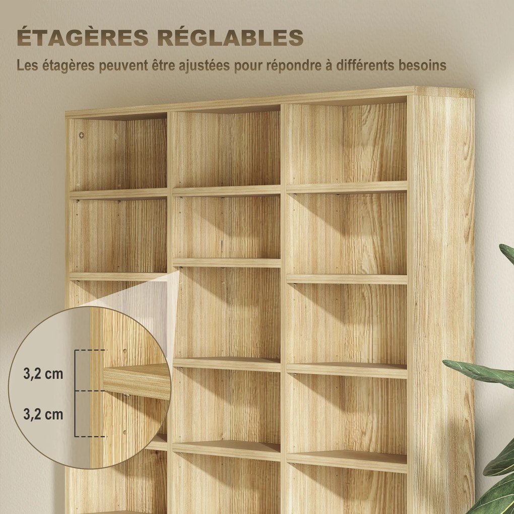 Estante para CD/DVD, 102 x 23,5 x 195 cm, 36 Compartimentos, cor Carvalho