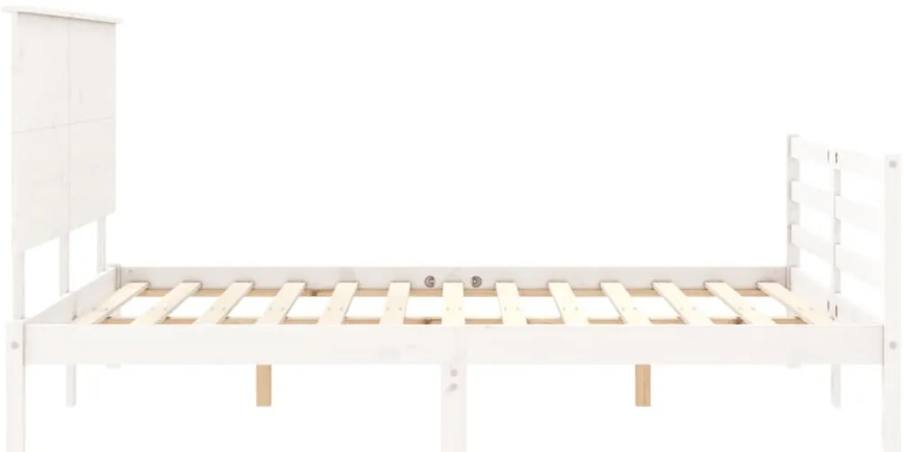 Estrutura de cama King Size com cabeceira madeira maciça branco