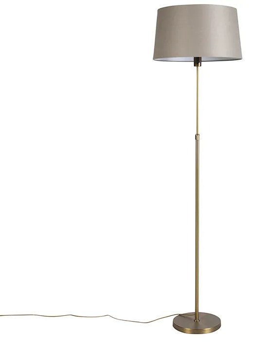 Candeeiro de pé em bronze com cúpula de linho bege 45 cm ajustável - Parte Country / Rústico
