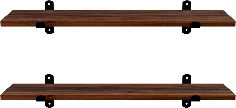 Conjunto 2 prateleiras de parede, estilo retro, 60 x 20 x 7 cm castanho-preto