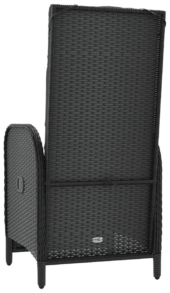 Poltronas reclináveis exterior c/ almofadões 2pcs vime PE preto