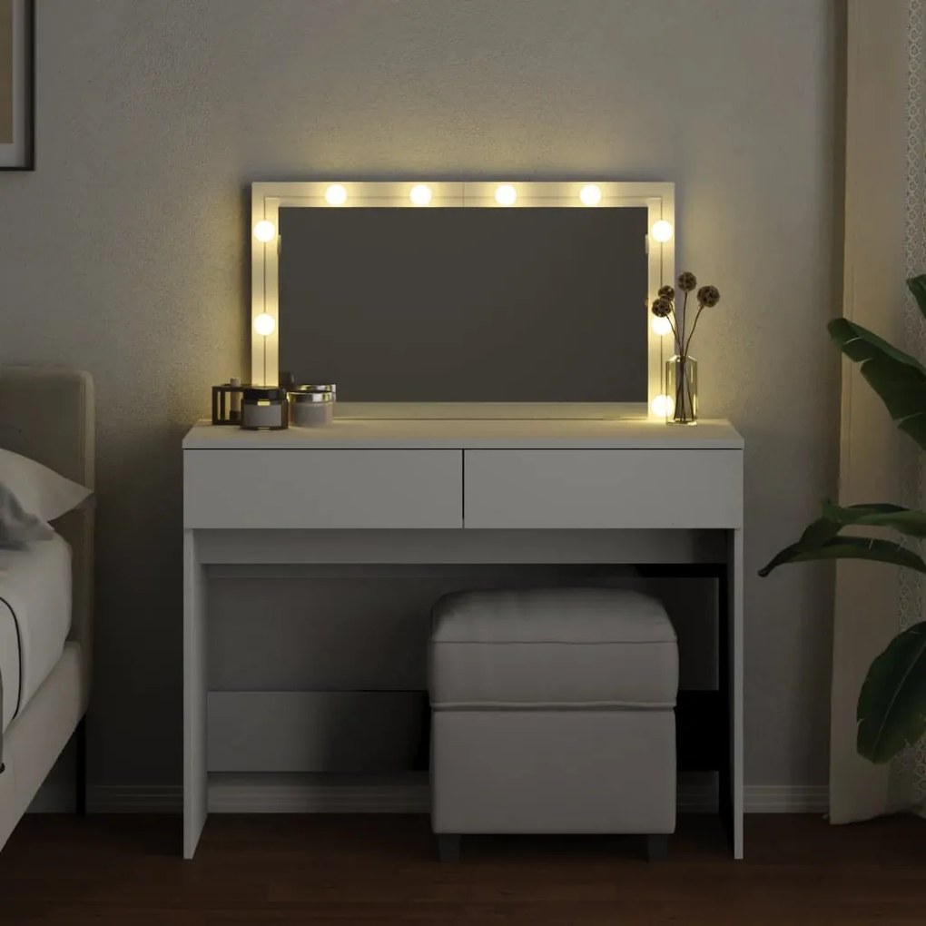 Toucador com LEDs 100x40x120 cm branco