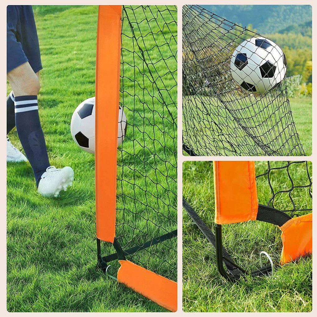 Conjunto de 2 balizas de futebol com acessórios de treino 120 x 91 x 91 cm para crianças laranja