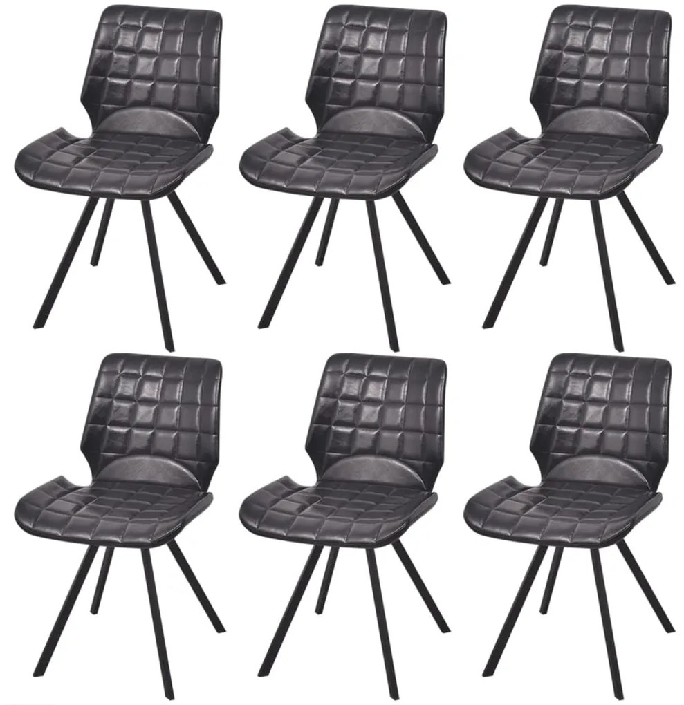 vidaXL Cadeiras de jantar 6 pcs couro artificial preto
