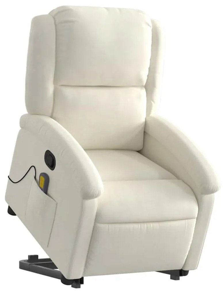 Poltrona elevatória de massagens veludo cor creme