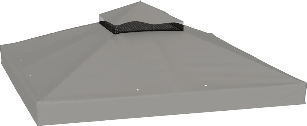 Outsunny Lona para gazebo 3 x 3 m lona de reposição para gazebo com 2 níveis proteção UPF30+ orifícios de drenagem cinza | Aosom Portugal