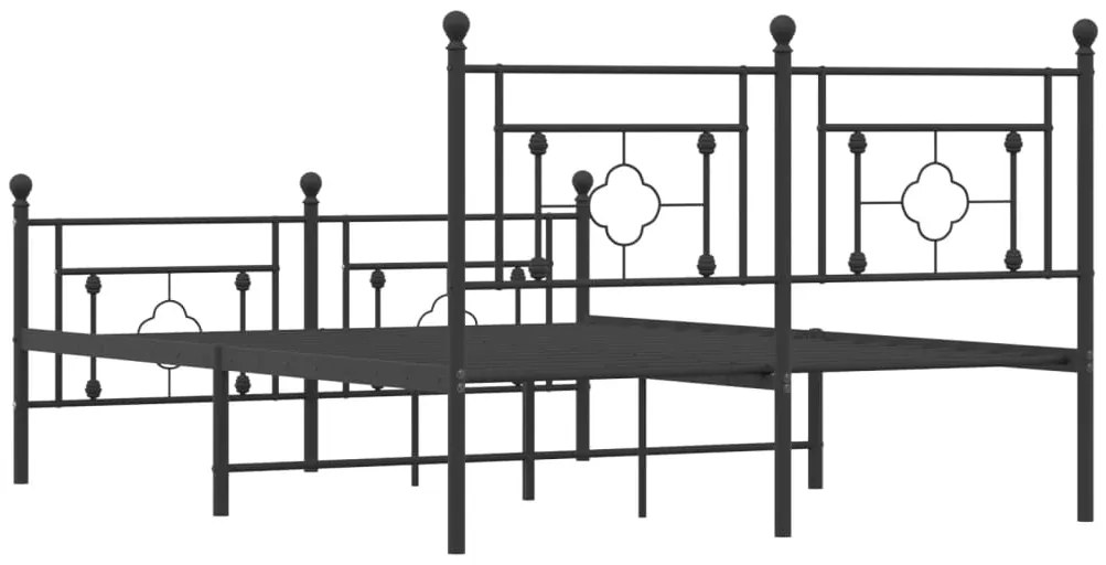 Estrutura de cama com cabeceira e pés 140x200 cm metal preto