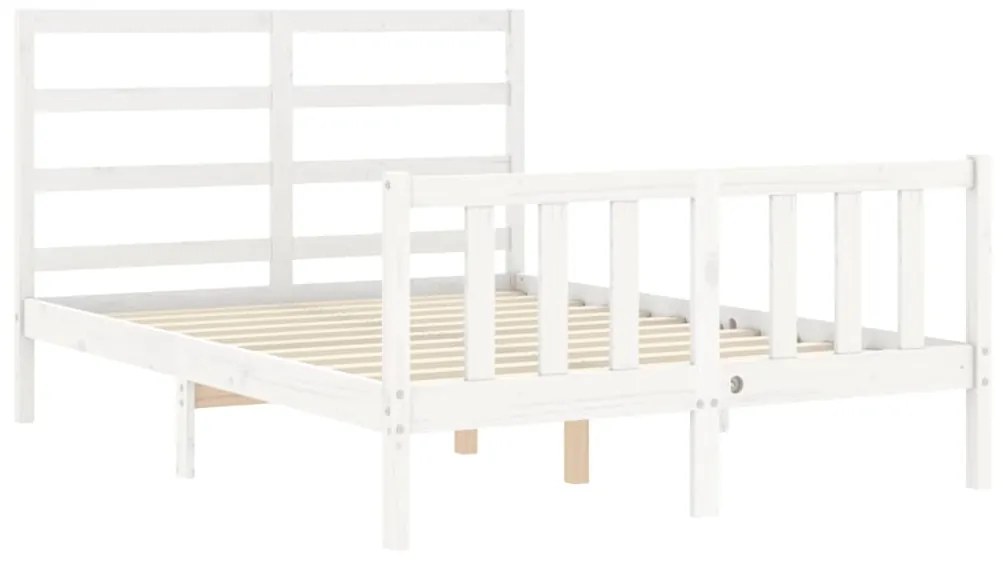 Estrutura de cama com cabeceira 140x190cm madeira maciça branco