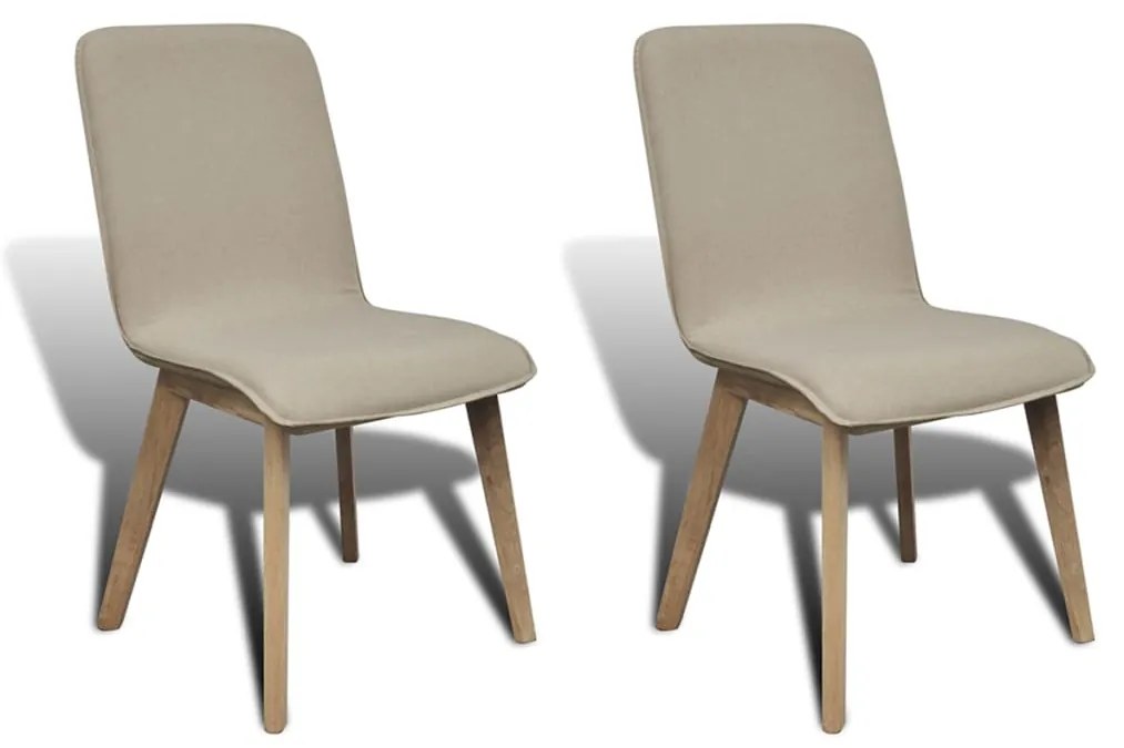 vidaXL Cadeiras jantar 2 pcs tecido bege e madeira de carvalho maciça