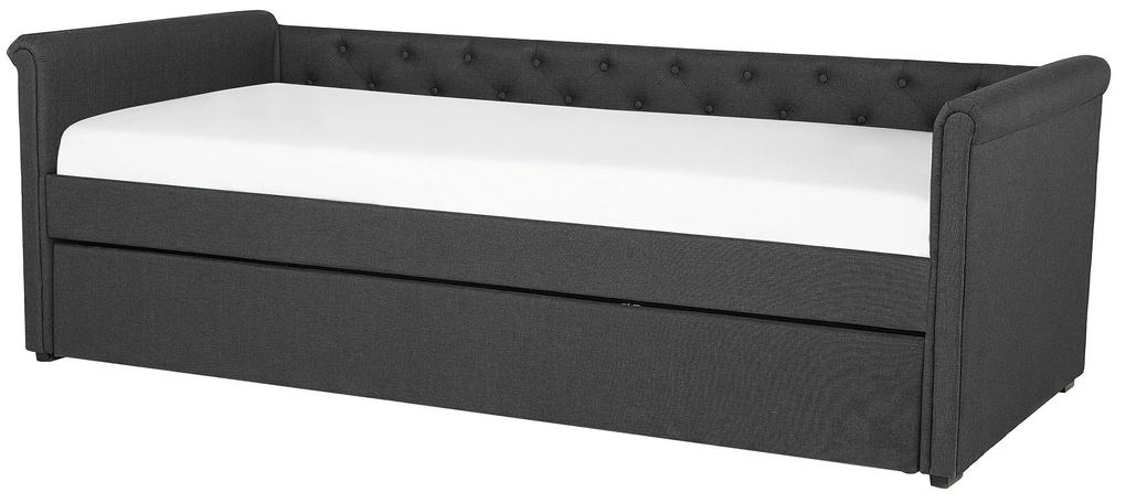 Cama dupla em tecido cinzento escuro 80 x 200 cm LIBOURNE Beliani