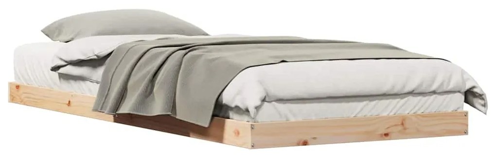 Estrutura de Cama de Piso vidaXL Branca 100x220 cm Madeira Sólida de P