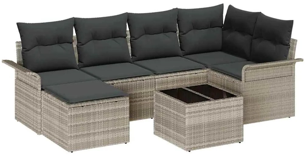 Conjunto de Sofá de Jardim com 7 Peças e Almofadas em Rattan Sintético