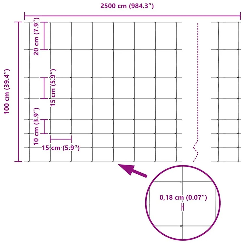 Cerca de Campo 1x25 m Aço Galvanizado