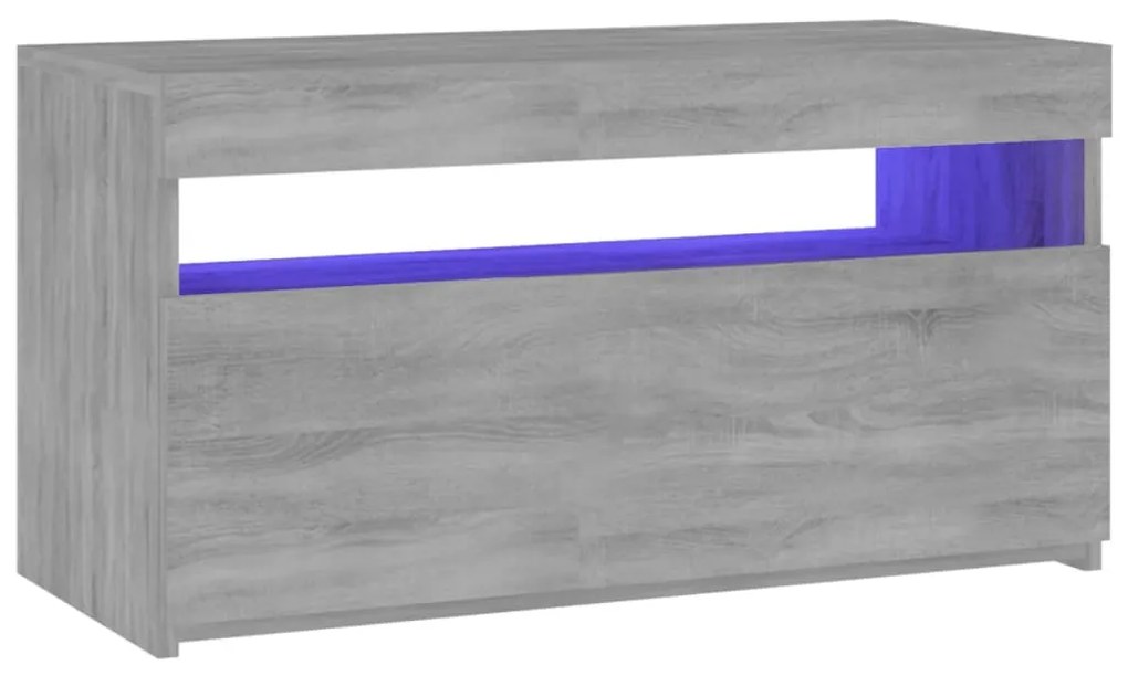 Móvel de TV com luzes LED 75x35x40 cm cinzento sonoma