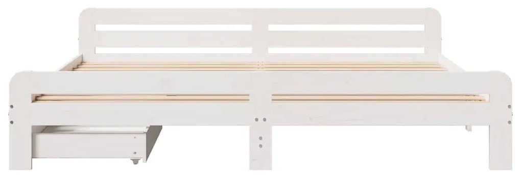 Cama sem colchão 200x200 cm madeira de pinho maciça branco