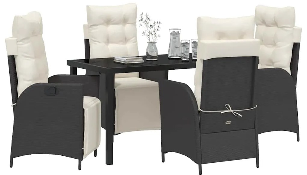 Conjunto de Jantar de Jardim com 5 Peças em Rattan Sintético Preto