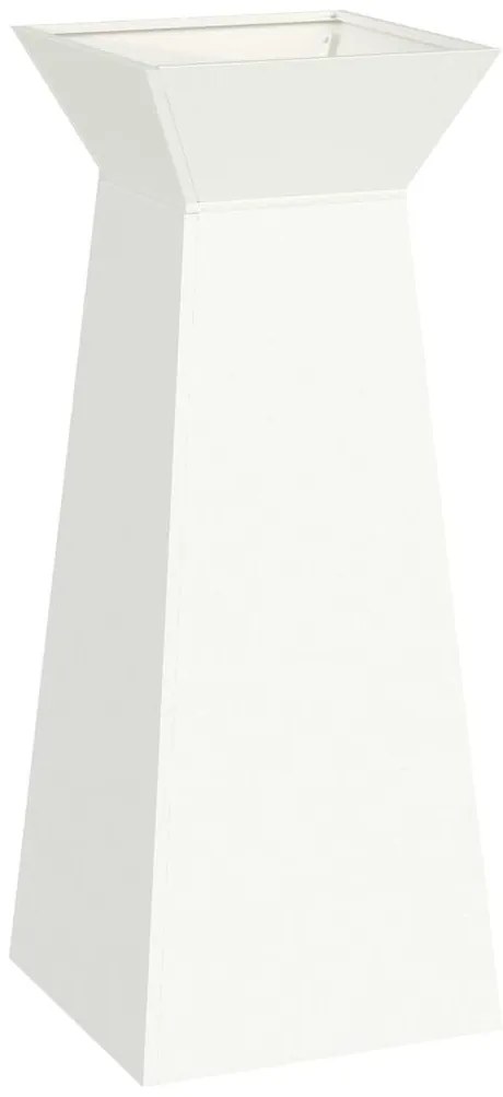 Pilar de Jardim com Vaso Branco 40x40x100 cm em Metal.