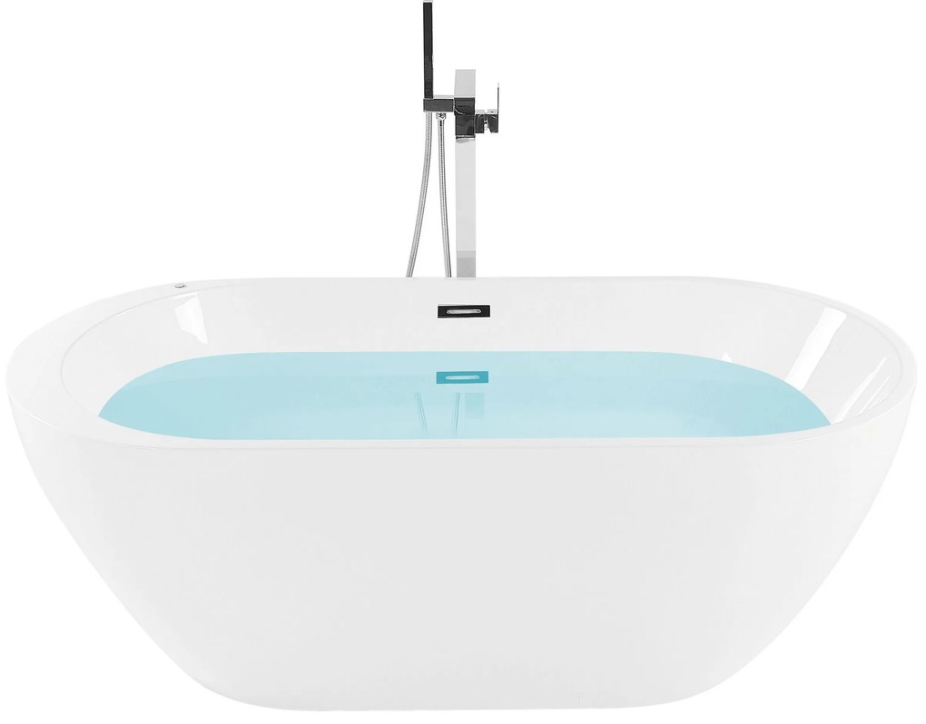 Banheira autónoma com hidromassagem e LEDs em acrílico branco 170 cm NEVIS III Beliani